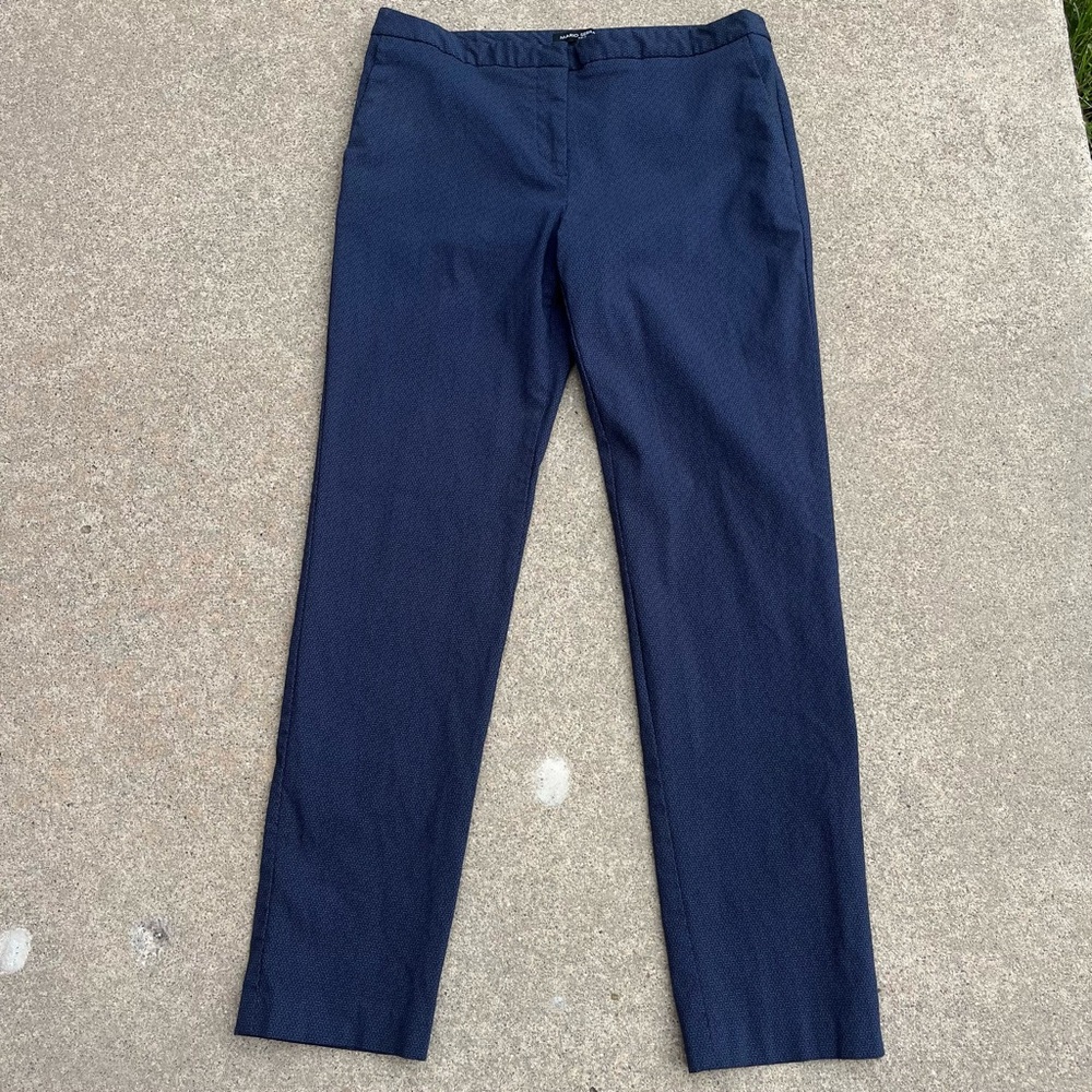 Mario Serrani Italy Pant Women 31x28.5 Blue Slim Tapered Fit FlatFront Geometric